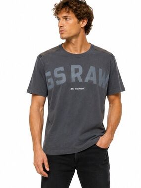 G-Star RAW Gray Camo Logo T-Shirt Small Short Sleeve Graphic Tee
